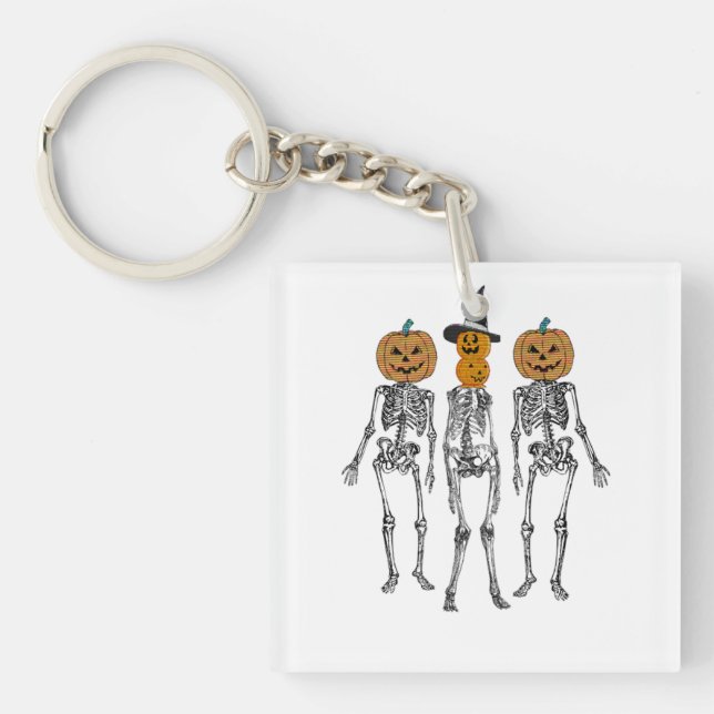 Porte-clefs Dancing Skeleton Citrouille Head Funny Halloween (Devant)