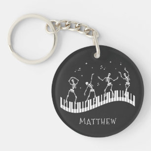 Porte-clefs Dancing Skeletons Clavier Musicien Noir