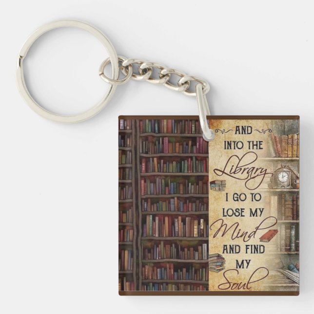 Porte-clefs Dans la bibliothèque Je vais (Devant)