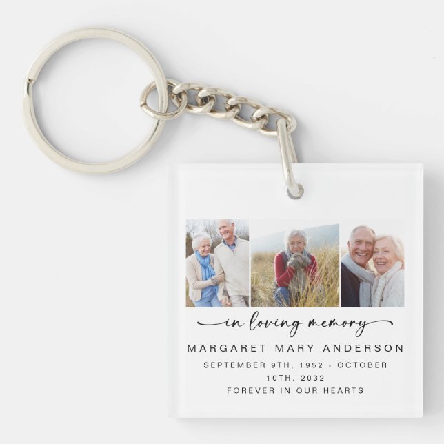 Porte-clefs Dans la mémoire aimante | Trois photos Hommage com (Devant)