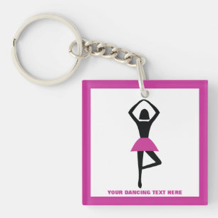 Porte-clefs Danse ballerine noir, couleur rose chaud