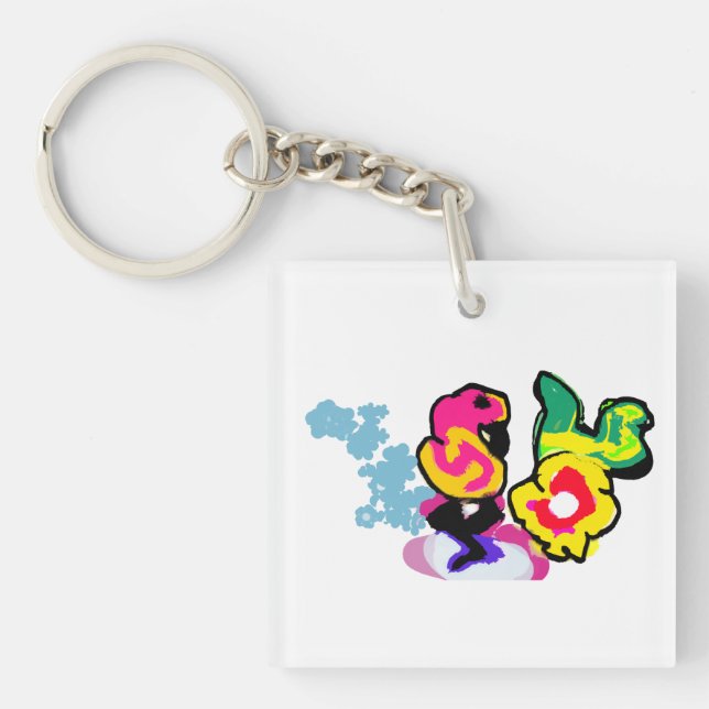Porte-clefs Danse cool Flamant rose (Devant)