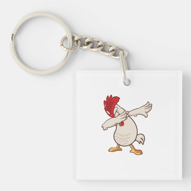 Porte-clefs Danse Dab de l'éleveur de poulets (Devant)