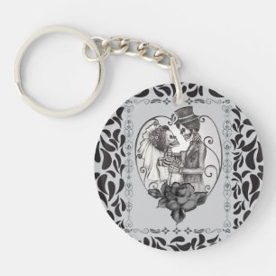 Porte-clefs Danse de mariage d'un couple amoureux squelettique