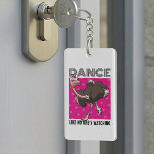 Porte-clefs Danse étrange d'autruche comme si personne ne rega