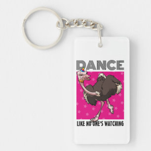 Porte-clefs Danse étrange d'autruche comme si personne ne rega
