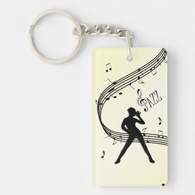 Porte-clefs Danse Jazz Musique Jaune  (Devant)