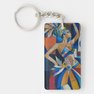 Porte-clefs Danseur africain vibrant cubiste géométrique moder