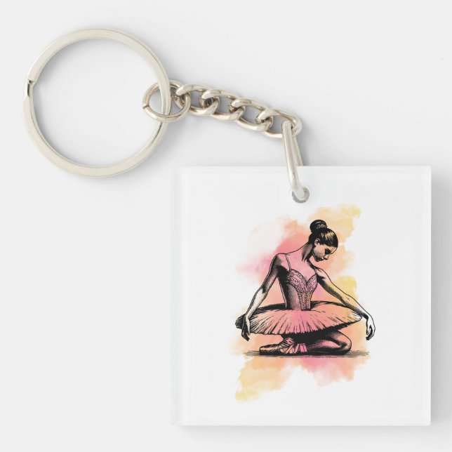 Porte-clefs Danseuse de ballet dansant en couleur  (Devant)