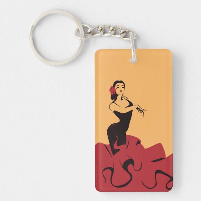 Porte-clefs danseuse de flamenco dans une pose spectaculaire (Devant)