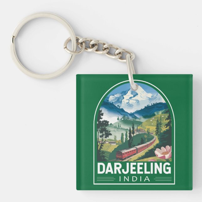 Porte-clefs Darjeeling Inde Travel Art Emblem (Devant)