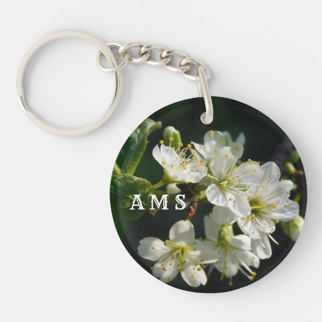 Porte-clefs Dark Botanical Honey Bee & Plum Blossom Keychain (Devant)