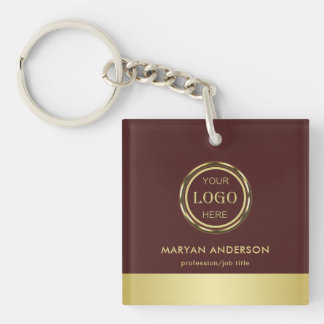 Porte-clefs Dark-red gold design,Logo or Photo in gold circle,