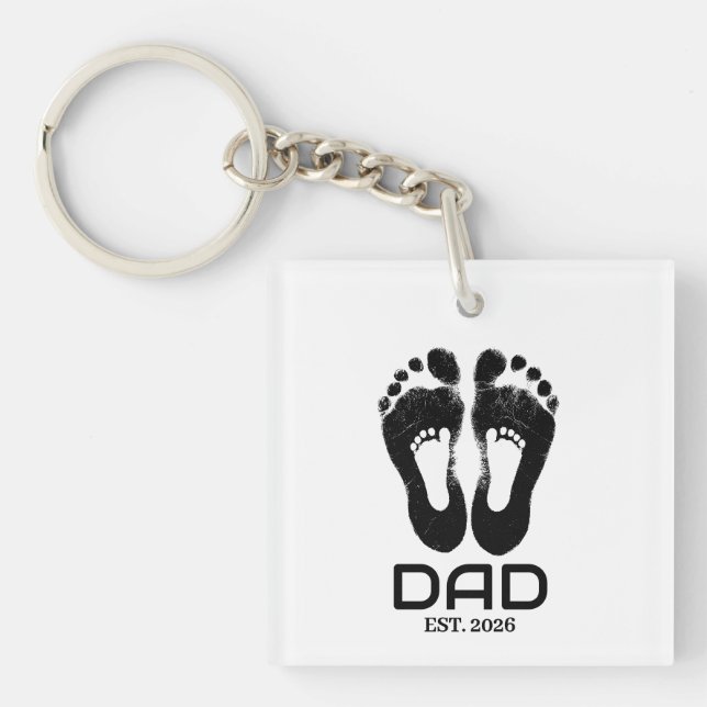 Porte-clefs Date de naissance Empreintes de bébé Nouveau Papa  (Devant)