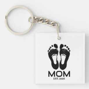 Porte-clefs Date de naissance Empreintes de bébé pour nouvelle