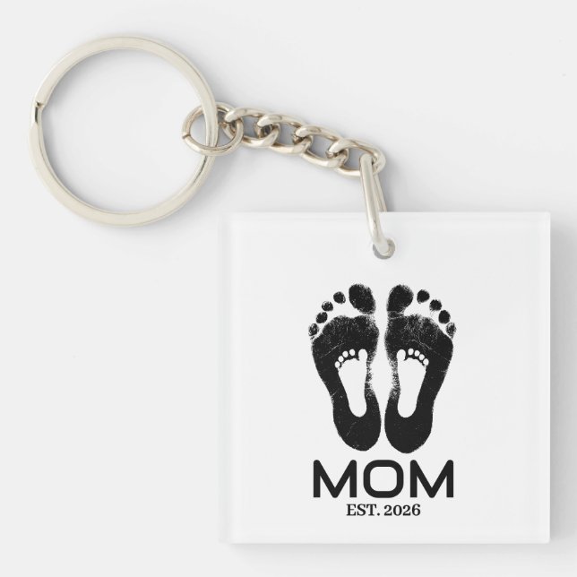 Porte-clefs Date de naissance Empreintes de bébé pour nouvelle (Devant)