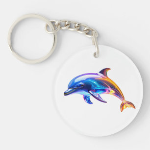Porte-clefs Dauphin en Verre Lumineux Art