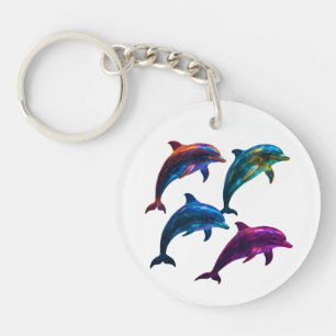 Porte-clefs Dauphins lumineux colorés Art