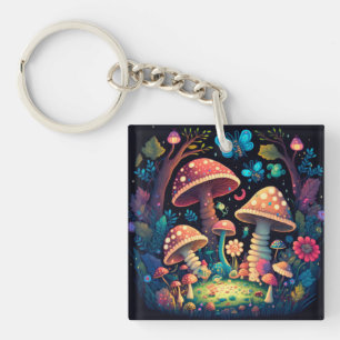 Porte-clefs De beaux elfes mignons jouent sous les champignons