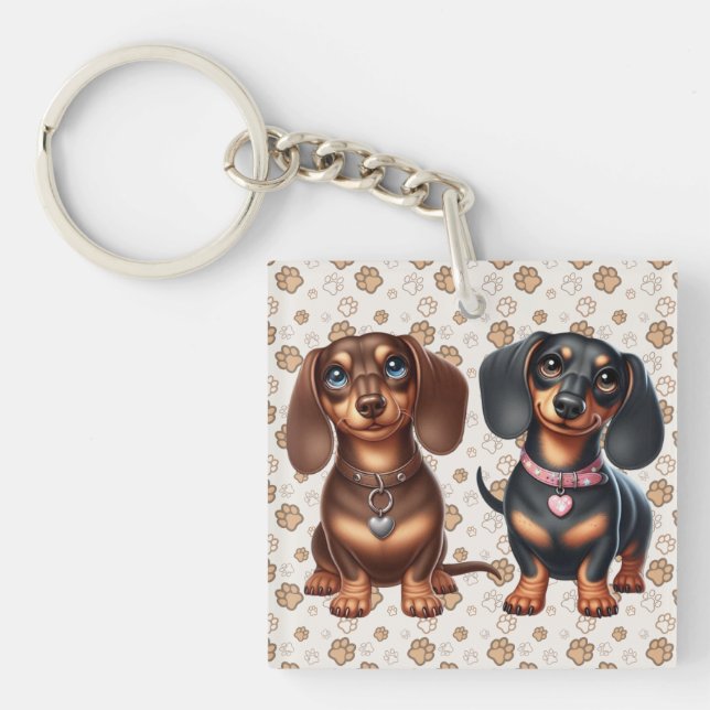 Porte-clefs De mignons amis dachshund (Devant)
