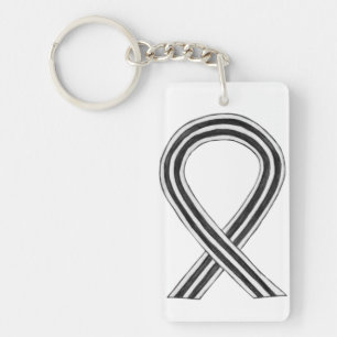 Porte-clefs de sensibilisation blanc et noir Porte - clé pers
