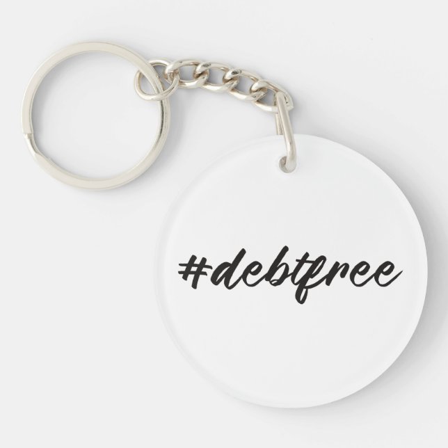Porte-clefs #debtfree (Hashtag sans dette) Pinceau (Devant)