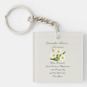 Porte-clefs Décembre Mois de naissance Fleur Narcisse Élégant