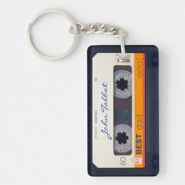 Porte-clefs Décor 80s Mixtape Cassette Meilleur Papa K (Devant)