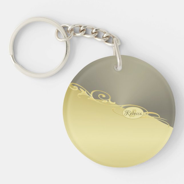 Porte-clefs Décor de luxe sur or & argent, Monogramme (Devant)