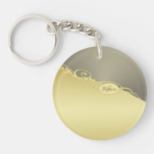 Porte-clefs Décor de luxe sur or & argent, Monogramme,