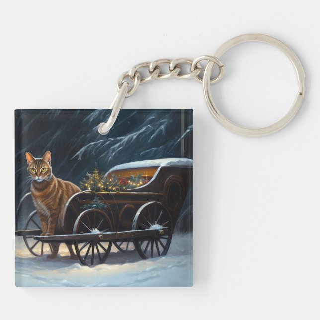 Porte-clefs Décor de Noël Abyssinian Snowy Sleigh Ride (Dos)