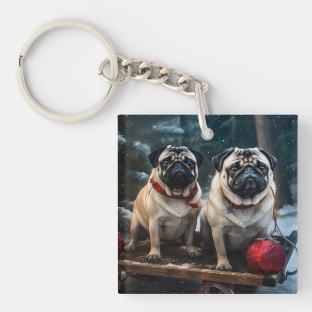 Porte-clefs Décor de Noël carlin Snowy Sleigh (Devant)