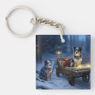 Porte-clefs Décor de Noël de l'hélier bleu neige