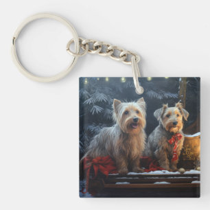 Porte-clefs Décor de Noël de Terrier australien Snowy Sleigh