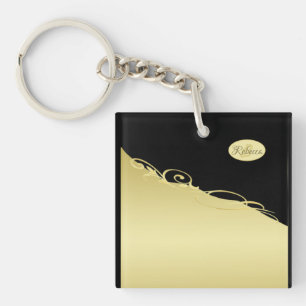 Porte-clefs Décor or de luxe sur or & noir arrière - plan