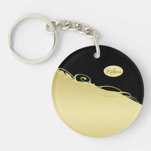 Porte-clefs Décor or de luxe sur or & noir arrière - plan