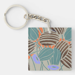 Porte-clefs Décoration Florale Moderne Bohème Sarcelle et Lava