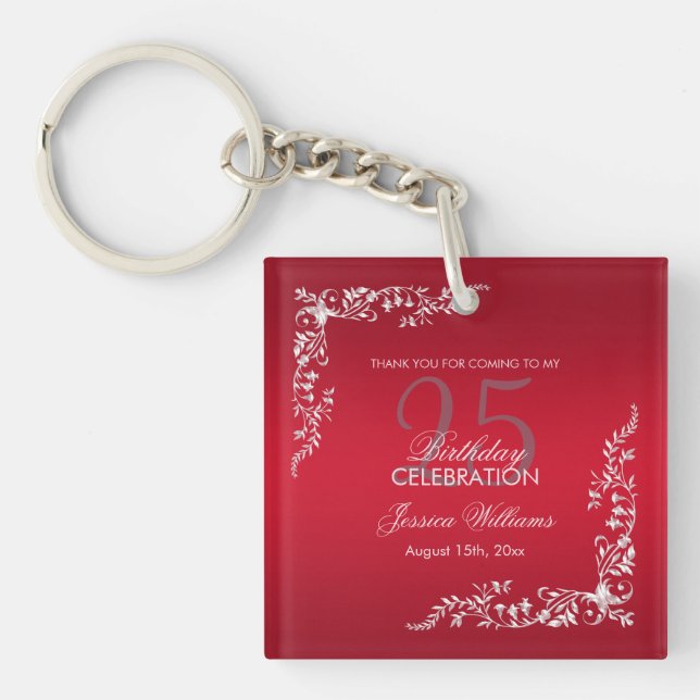 Porte-clefs Décoration rouge rubis 25e anniversaire   (Devant)