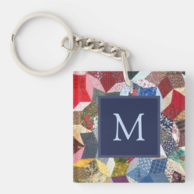 Porte-clefs Decoupage Patchwork Stars Pattern Monogram (Devant)
