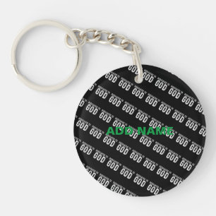 PORTE-CLEFS DÉDIÉ À DIEU COOL PERSONNALISABLE TEXTE BLANC