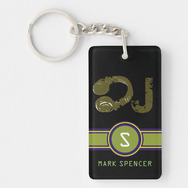 Porte-clefs dee jay initial monogram (Devant)