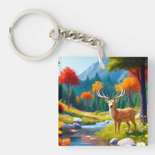 Porte-clefs Deer d'or debout dans la forêt-987679
