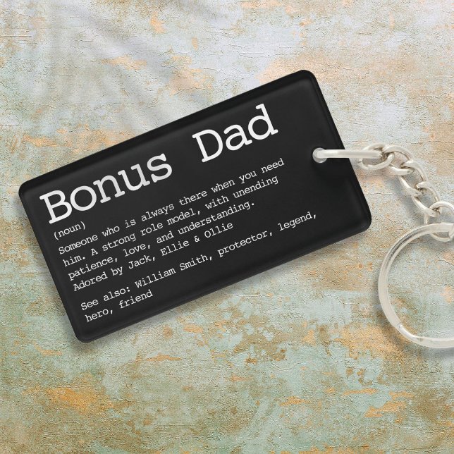Porte-clefs Définition de beau-père moderne Papa en bonus (Bonus Dad Stepdad Definition Modern Keychain)