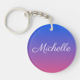 Porte-clefs dégradé bleu et rose foncé personnalisé