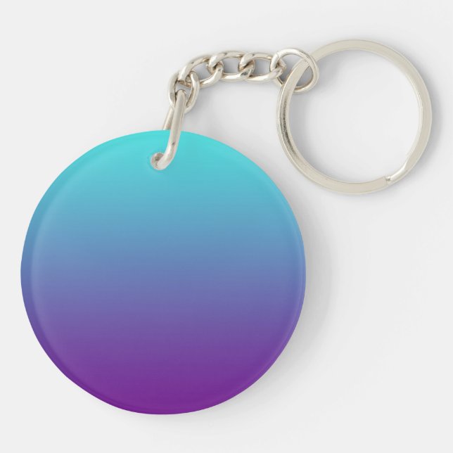 Porte-clefs Dégradé de fond simple Turquoise Bleu Violet (Dos)