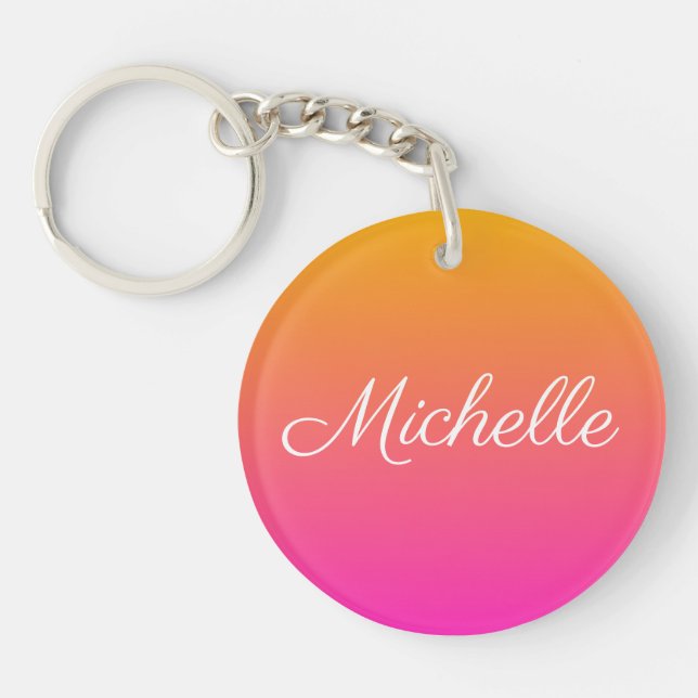 Porte-clefs dégradé jaune et rose ombre (Devant)