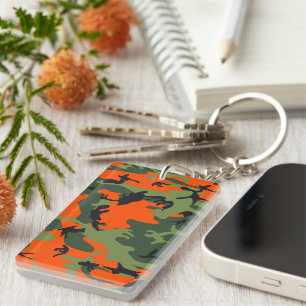 Porte-clefs Déguisement camouflage orange et vert, Militaire, 