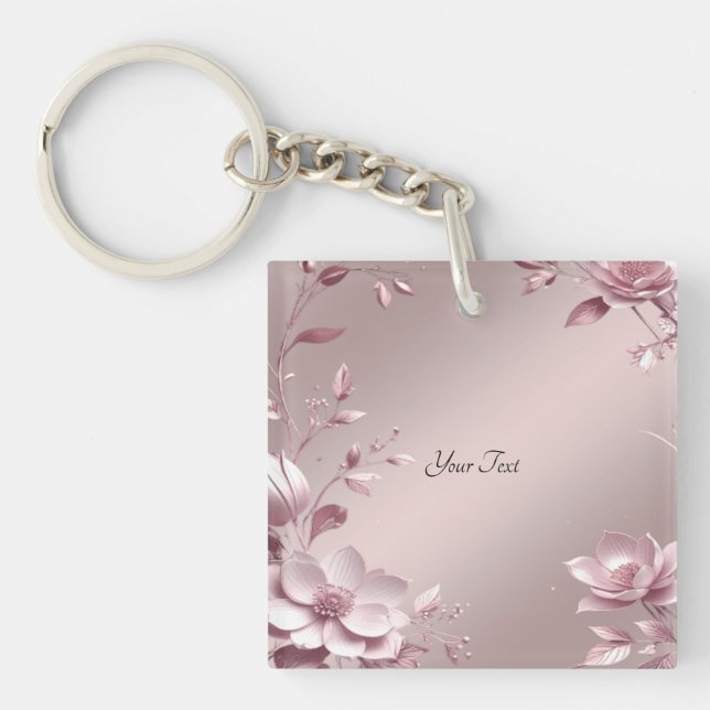 Porte-clefs Delicate Pink Floral Keychain (Devant)