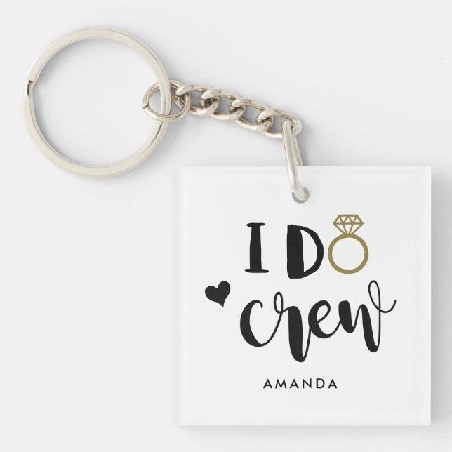 Porte-clefs Demoiselle d'honneur I Do Crew Noir et Blanc  (Devant)