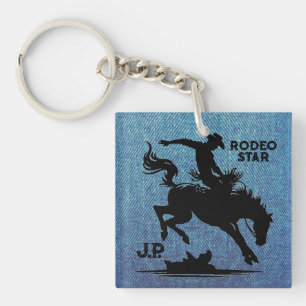 Porte-clefs Denim personnalisé de star de rodéo